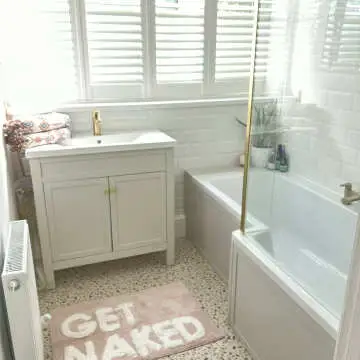 Bermuda Chalk White Basin Vanity 800mm - Brushed Brass Accents