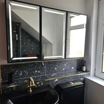 Mia Black Framed Illuminated LED Mirror Cabinet 710x1200mm