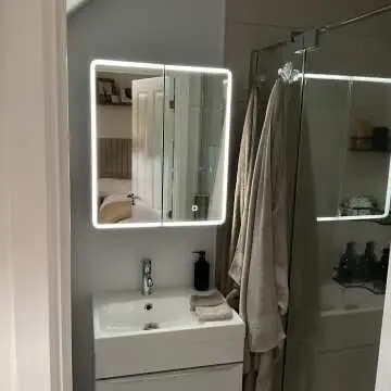 Aurora Matt Black Illuminated LED Mirror Cabinet 700x600mm