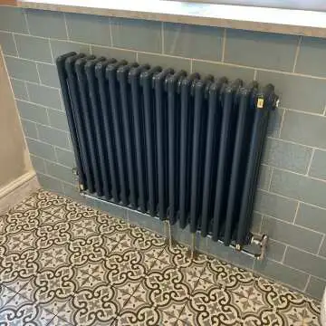 Athens Inky Blue Triple Column Horizontal Traditional Radiator 600x785mm