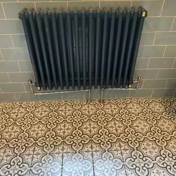 Athens Inky Blue Triple Column Horizontal Traditional Radiator 600x785mm