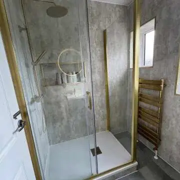 Santorini Brushed Brass Flat Panel Heated Towel Rail 1000x450mm