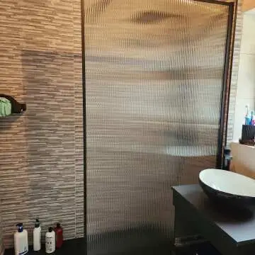 Munich Fluted Effect Matt Black Framed Easy Clean 8mm Wet Room Shower Glass Panel 1000mm