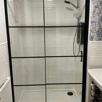 London Matt Black Grid 6mm Sliding Shower Door 1200mm