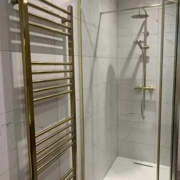 Barcelona Brushed Brass Straight Heated Towel Rail 1600x500mm