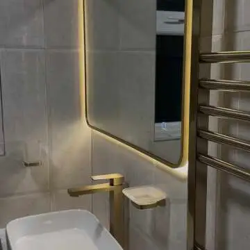 Mila Brushed Brass Backlit llluminated LED Mirror 800x600mm