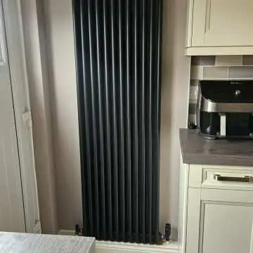 Athens Matt Black Triple Column Vertical Traditional Radiator 1800x560mm