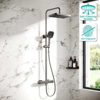 Kinsale Brushed Gunmetal Square Thermostatic Shower Set