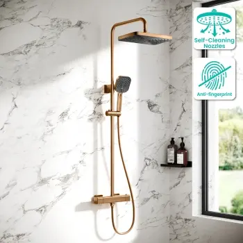 Kinsale Brushed Copper Square Thermostatic Shower Set