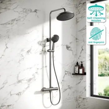 Derry Brushed Gunmetal Round Thermostatic Shower Set