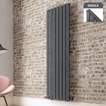 Faro Anthracite Single Flat Panel Vertical Radiator 1800x490mm