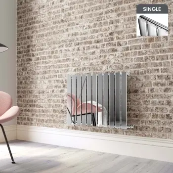 Faro Chrome Single Flat Panel Horizontal Radiator 600x770mm