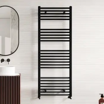 Naples Premium Matt Black Straight Heated Towel Rail 1600x600mm