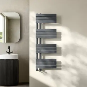 Seville Anthracite Designer Flat Panel Heated Towel Rail 1200x450mm