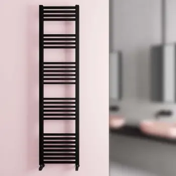 Valetta Matt Black Square Heated Towel Rail 1800x450mm