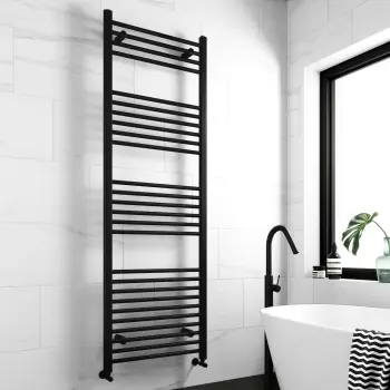 Barcelona Matt Black Straight Heated Towel Rail 1800x600mm