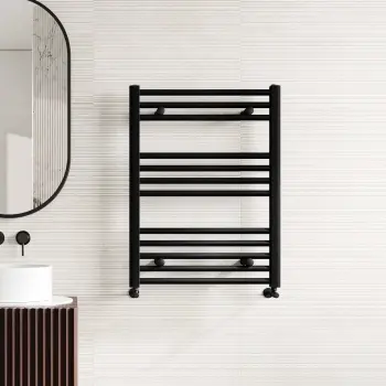 Naples Premium Matt Black Straight Heated Towel Rail 800x600mm