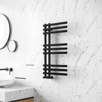 Madrid Matt Black Designer Heated Towel Rail 800x450mm