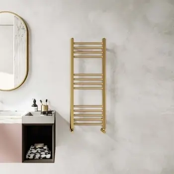 Barcelona Brushed Brass Straight Heated Towel Rail 1000x400mm