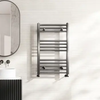 Naples Premium Brushed Gunmetal Straight Heated Towel Rail 800x500mm