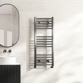 Naples Premium Brushed Gunmetal Straight Heated Towel Rail 1000x400mm