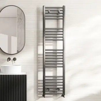 Naples Premium Brushed Gunmetal Straight Heated Towel Rail 1600x400mm