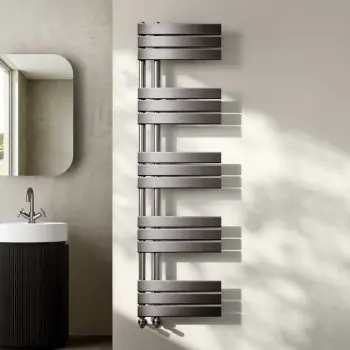 Seville Brushed Gunmetal Designer Flat Panel Heated Towel Rail 1600x450mm