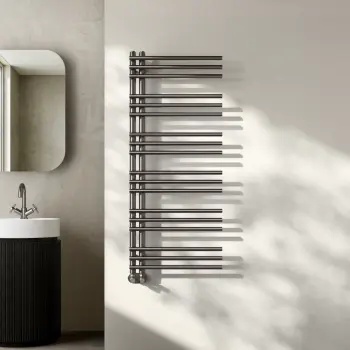Cannes Brushed Gunmetal Designer Heated Towel Rail 1200x500mm