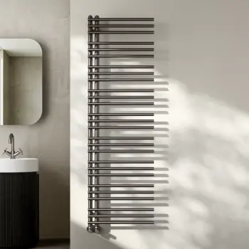 Cannes Brushed Gunmetal Designer Heated Towel Rail 1600x500mm