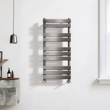 Santorini Brushed Gunmetal Flat Panel Heated Towel Rail 1000x450mm