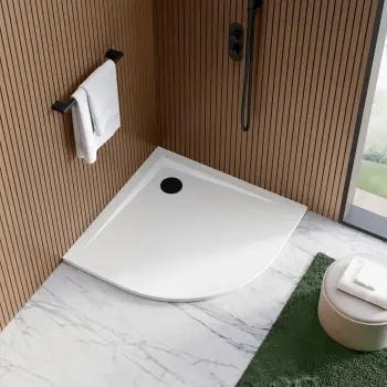 Sydney Low Profile Quadrant Gloss White Stone Shower Tray 900x900mm