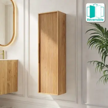 Bora Natural Oak Wall Hung Tall Cabinet 1200x350mm