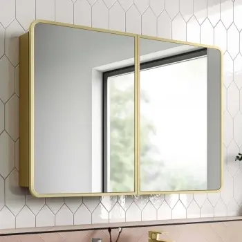 Olivia Matt Brass Mirror Cabinet 710x1000mm