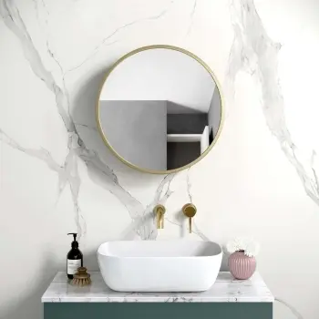 Mollie Matt Brass Round Mirror Cabinet 500mm