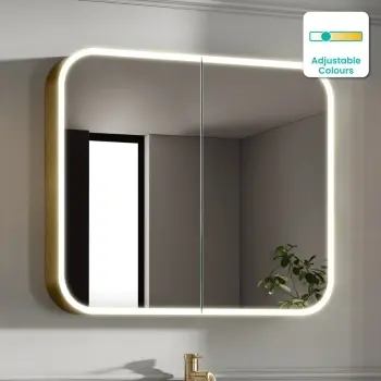 Willow Brushed Brass Illuminated LED Mirror Cabinet 700x800mm