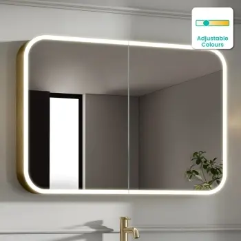 Willow Brushed Brass Illuminated LED Mirror Cabinet 700x1000mm