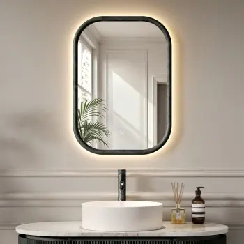 Lily Black Oak Rectangular LED Mirror 700x500mm