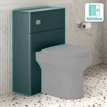Cadiz Fluted Mystic Green Slimline Back To Wall Toilet Unit 500mm