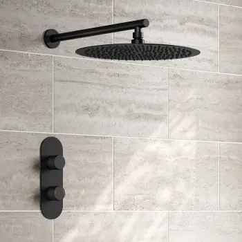 Ballina Premium Matt Black Round Thermostatic Shower Set - 300mm Head