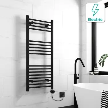 Barcelona Electric Matt Black Straight Heated Towel Rail 1200x500mm