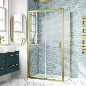 London Brushed Brass 6mm Bifold Shower Enclosure 1000x800mm