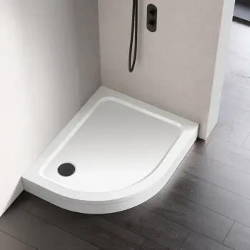 London Offset Quadrant Stone Shower Tray 1000x800mm - Left Handed & Riser Kit
