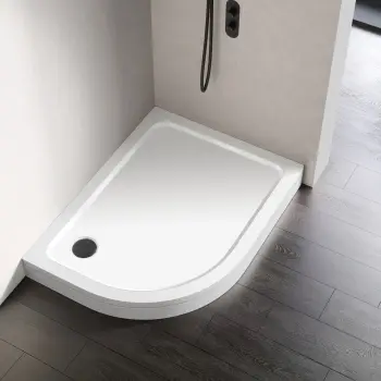 London Offset Quadrant Stone Shower Tray 1200x800mm - Left Handed & Riser Kit