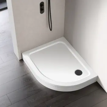 London Offset Quadrant Stone Shower Tray 1000x800mm - Right Handed & Riser Kit