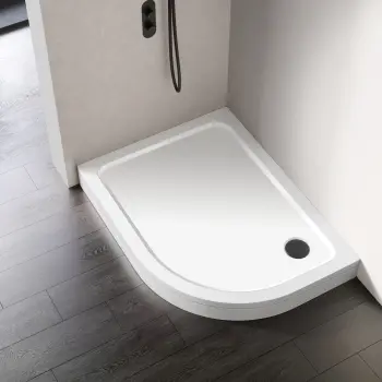London Offset Quadrant Stone Shower Tray 1200x800mm - Right Handed & Riser Kit