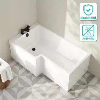 Brixton L Shaped 1500 Shower Bath - Left Handed