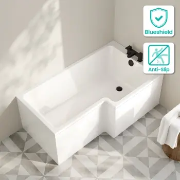 Brixton L Shaped 1600 Shower Bath - Right Handed