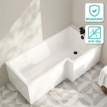 Brixton L Shaped 1700 Bath with Front Panel - Right Handed