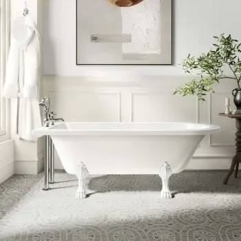 Abingdon 1700mm Single Ended Roll Top Bath - White Feet