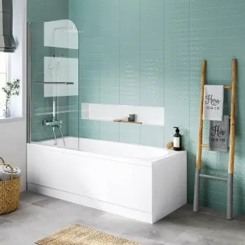 Stafford 1700x700 Shower Bath & 4mm Screen with Rail